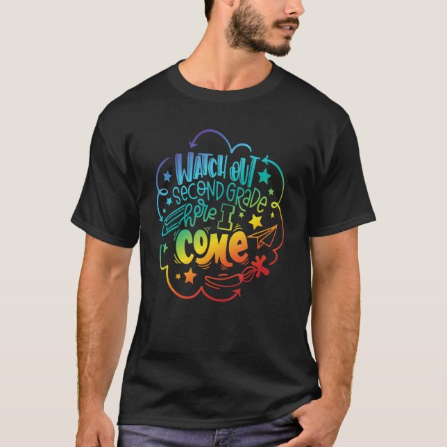 Camiseta Cuidado segundo grado, vengo profesor de Chicas de (Anverso)