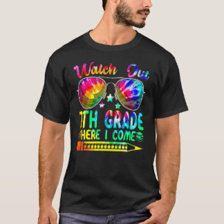 Camiseta Cuidado séptimo grado aquí vengo Tie Dye maestro d