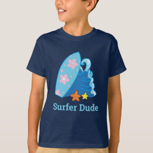 Camiseta Cuidado Surfer Dude Surfboard y Wave