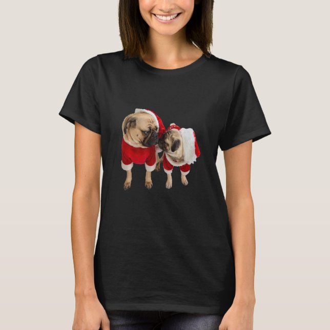 Camiseta Cuidado Tan Pug Papicolau Padre Son Santa Hat Imag (Anverso)