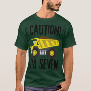 Camiseta ¡Cuidado! ¡Tengo siete años! Camión de volteo para