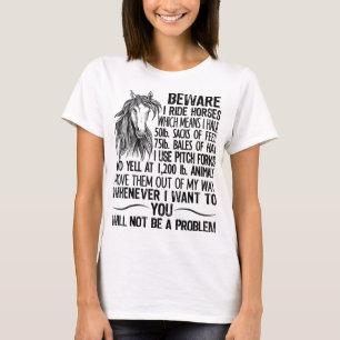 Camiseta Cuidado, Viajar Caballos No Es Un Problema, Caball