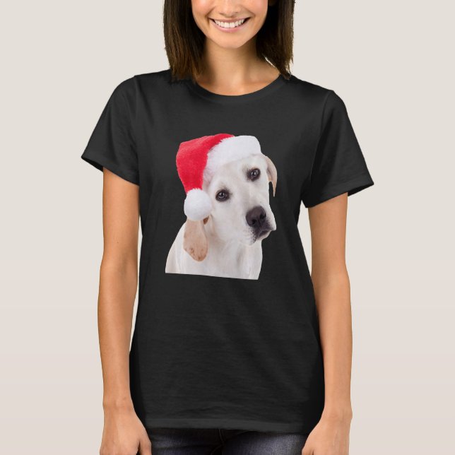 Camiseta Cuidado Yellow Lab Perro Santa Hat Navidades Labra (Anverso)