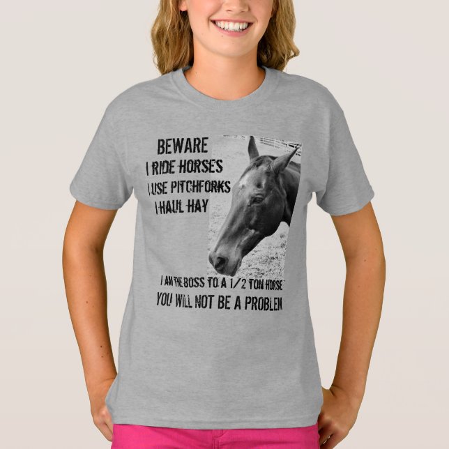 CAMISETA CUIDADO - YO CABALLO - CHICA (Anverso)