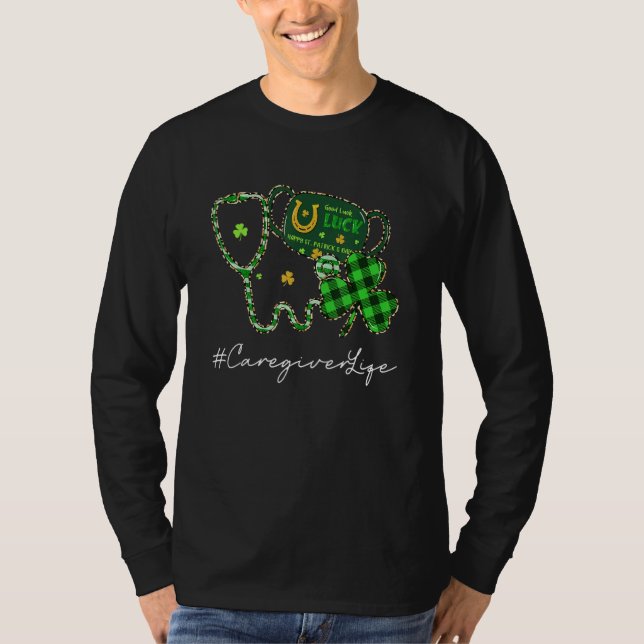 Camiseta Cuidador Vida Estetoscopio Leopardo Shamrock St Pa (Anverso)