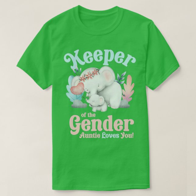 Camiseta Cuidadora del Elefante de Género en azul y rosa -  (Diseño del anverso)