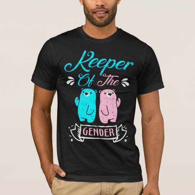 Camiseta Cuidadora del oso de peluche rosa y azul de género (Anverso)