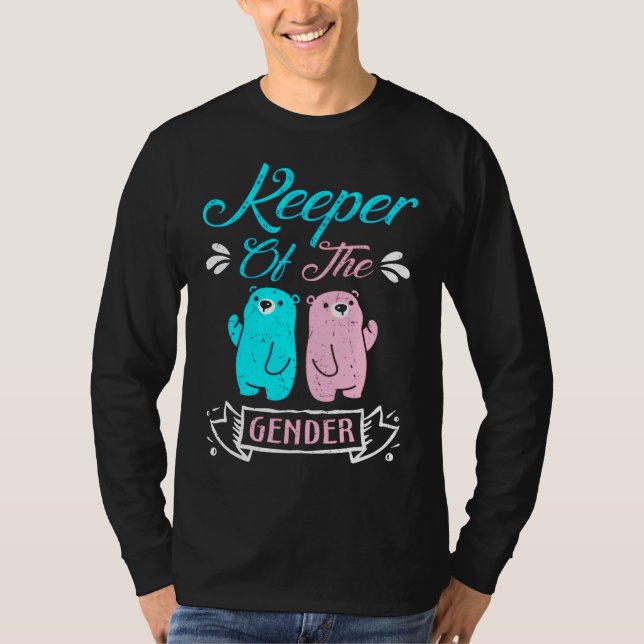 Camiseta Cuidadora del oso de peluche rosa y azul de género (Anverso)