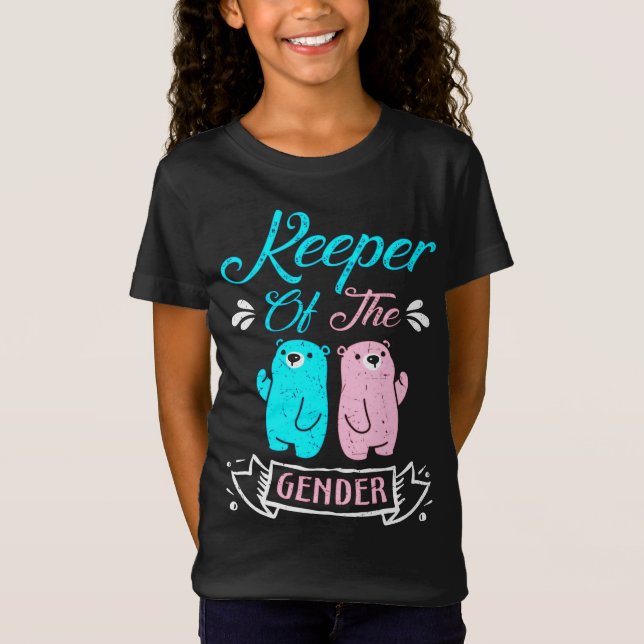 Camiseta Cuidadora del oso de peluche rosa y azul de género (Anverso)