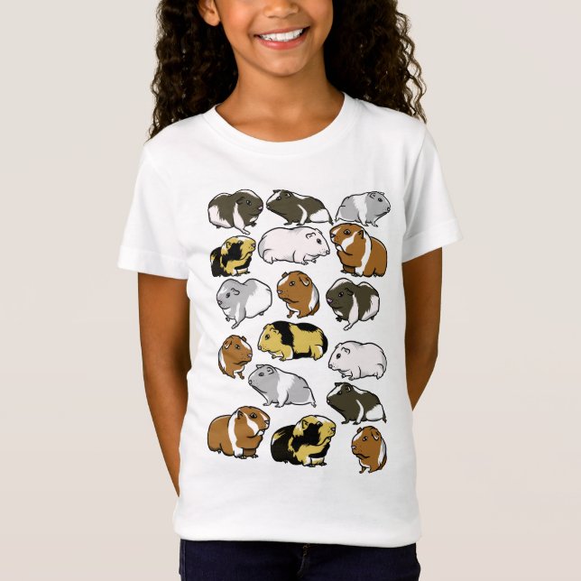 Camiseta Cuidados conejillos de indias coloridos (Anverso)