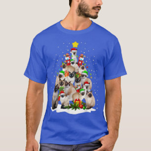 Camiseta Cuidados gatos siameses Árbol dulce navidad amante