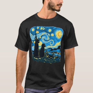 Camiseta Cuidados gatos Starry Night Van Gogh Padre Madre H