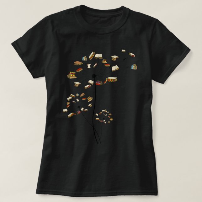 Camiseta Cuidados libros de Dandelion Flores Flores Leer Fa (Diseño del anverso)