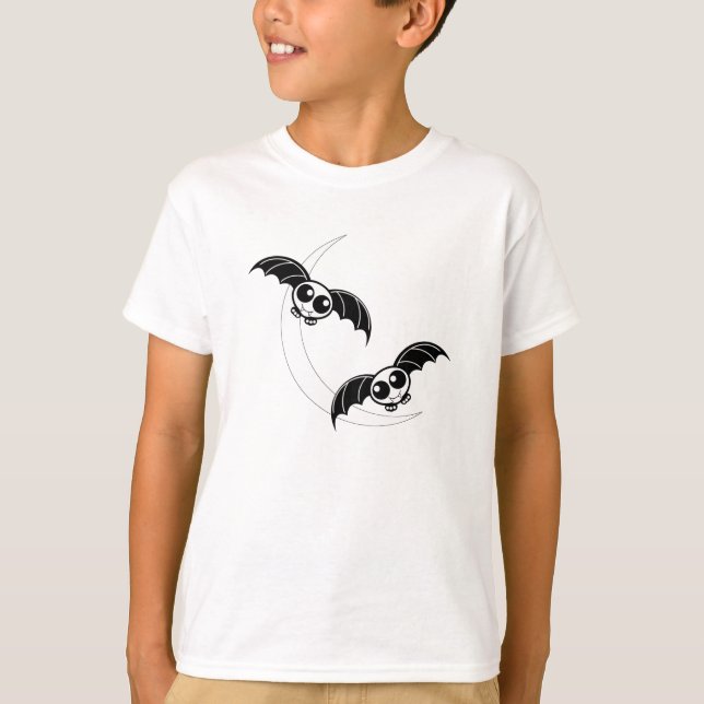 Camiseta Cuidados Murciélagos De Halloween Con Luna (Anverso)