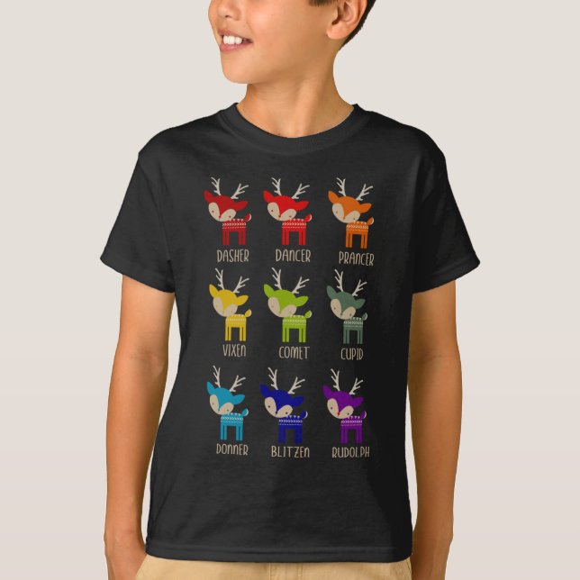 Camiseta Cuidados Navidades de reno arcoiris (Anverso)