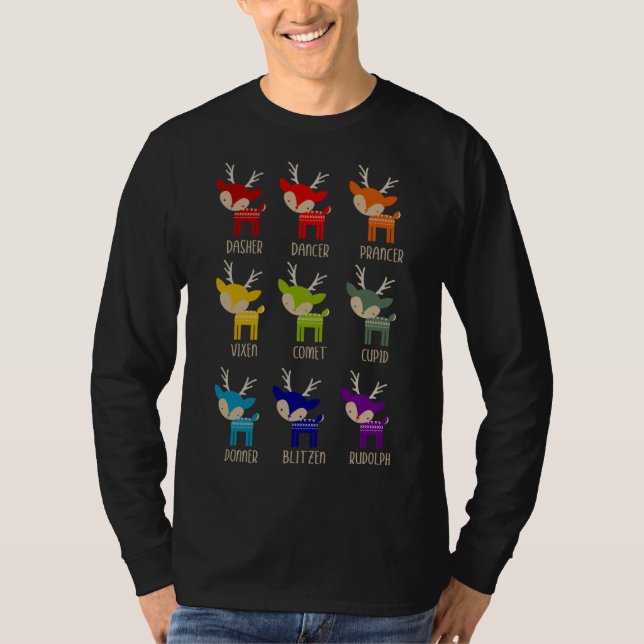 Camiseta Cuidados Navidades de reno arcoiris (Anverso)