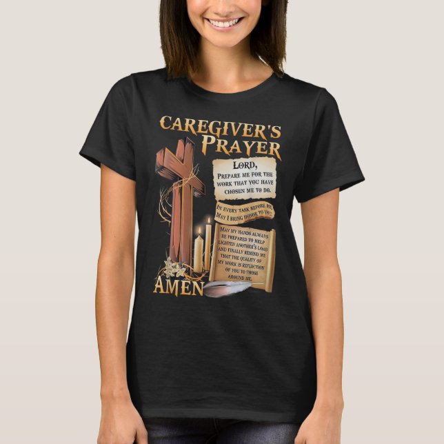 Camiseta Cuidados Oración Cruz Cristiana Fe Esperanza Amor (Anverso)