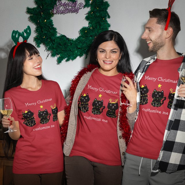 Camiseta Cuidados tres Navidades de gato alumbran Personali (Subido por el creador)