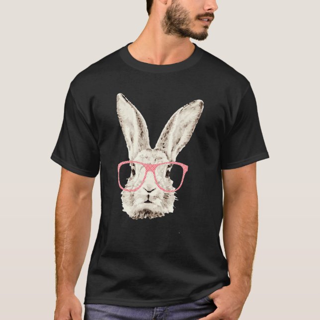 Camiseta Cuidadoso conejo conejo gafas rosadas Hipster Pasc (Anverso)