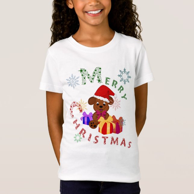 Camiseta Cuidadosos regalos navideños y copos de nieve (Anverso)