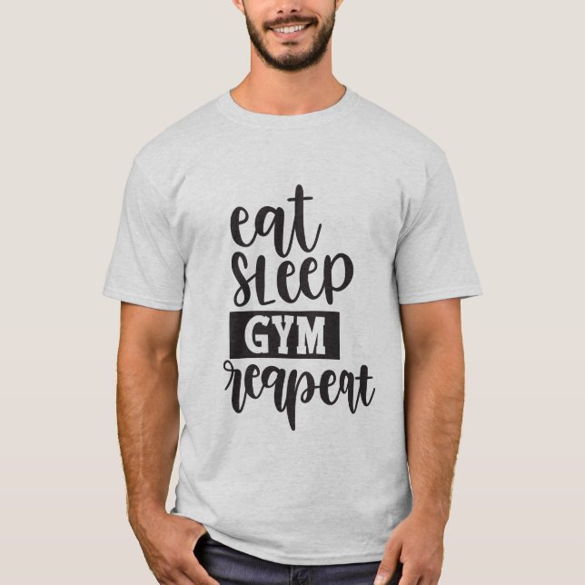 Camiseta Cuidar comer dormir gimnasio repetir arte de palab (Anverso)
