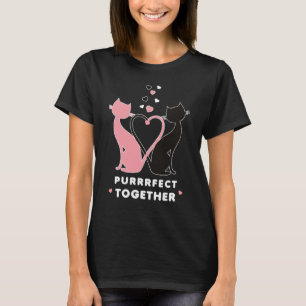 Camiseta Cuidar dos gatos Pink Black Purfect juntos