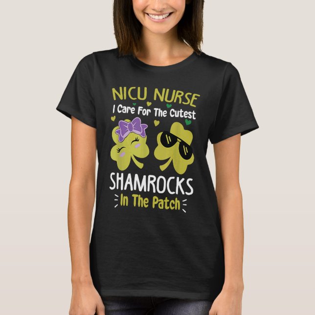 Camiseta Cuido de los Shamrocks más Lindos Enfermera de UCI (Anverso)