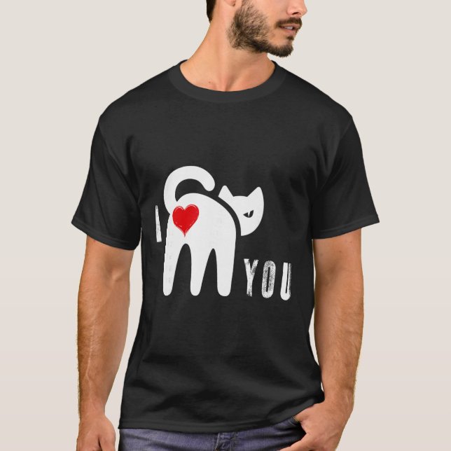 Camiseta Culo de Gato Divertido Corazón Día de San Valentín (Anverso)