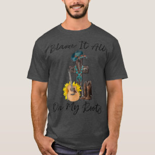 Camiseta Culpen A Mis Raíces Jesús Cruzó La Guitarra Cowboy