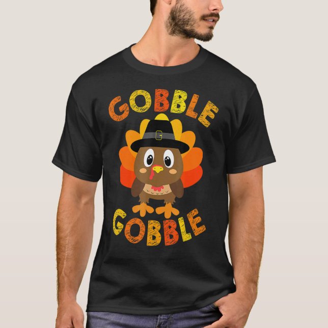 Camiseta Cúlpito Gobble Gobble Turco Peregrino Niños Pequeñ (Anverso)