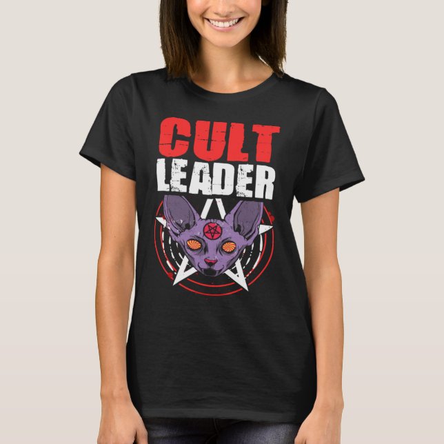 Camiseta Cult Leader Cat Satanic Witchcraft Baphomet Occult (Anverso)