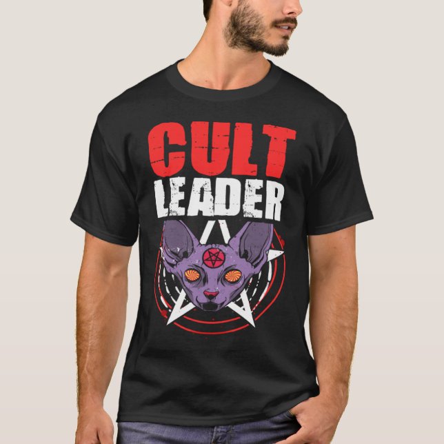 Camiseta Cult Leader Cat Satanic Witchcraft Baphomet Occult (Anverso)