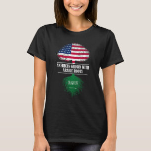 Camiseta Cultivado en América con Raíces Árabes Bandera de 