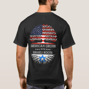 Camiseta Cultivado en América con Raíces Israelíes Bandera