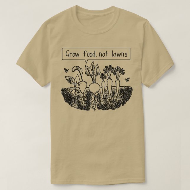 Camiseta Cultivar alimentos no césped (2)  (Diseño del anverso)