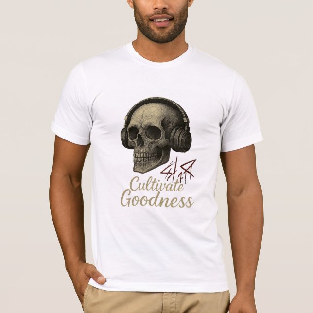Camiseta Cultivate Goodness" Skull Headphones T-Shirt – Vin (Anverso)