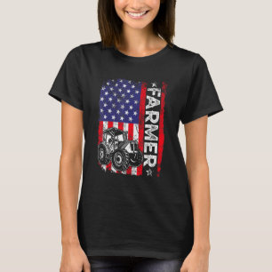Camiseta Cultivo de granjero Tractor estadounidense Bandera
