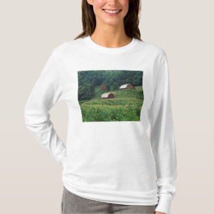 Camiseta Cultivo de tabaco y par de graneros de tabaco rojo