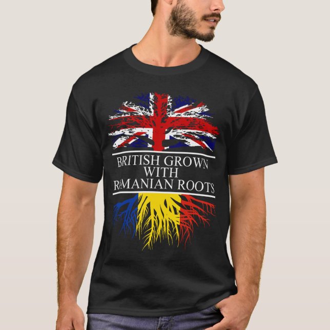 Camiseta Culto británico con raíces rumanas bandera romaní (Anverso)