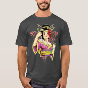 Camiseta Cultura japonesa Geisha Samurai Máscara Demonada F