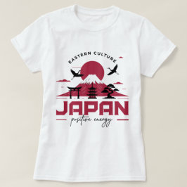 Camiseta Cultura Oriental Japón Monte Fuji & Grullas Positi