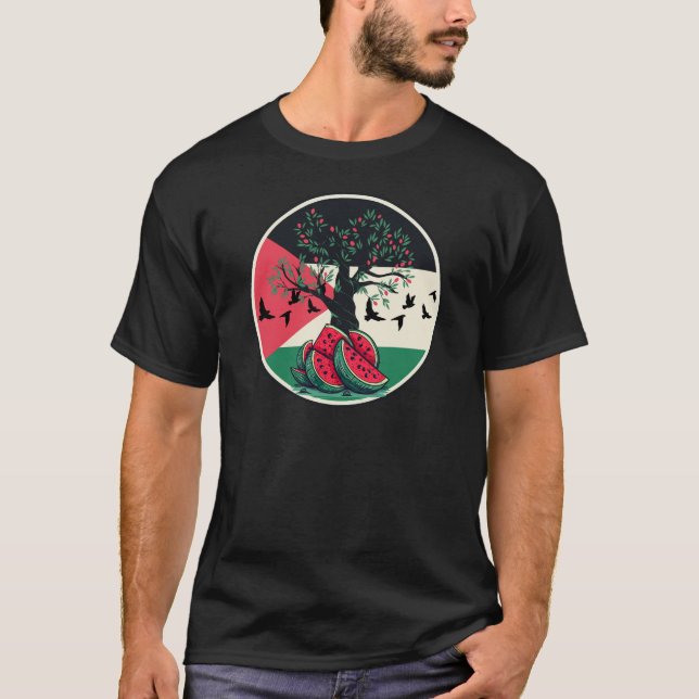 Camiseta cultura palestina árbol de oliva de la sandía pale (Anverso)