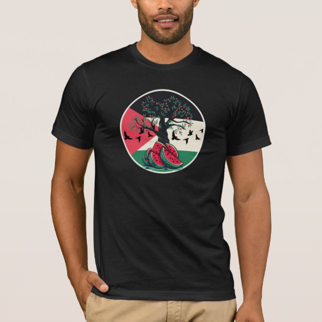 Camiseta cultura palestina árbol de oliva de la sandía pale (Anverso)
