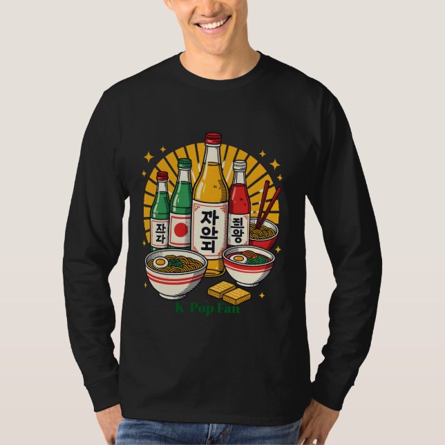 Camiseta Cultura Pop Coreana Estampado en Pecho (Anverso)