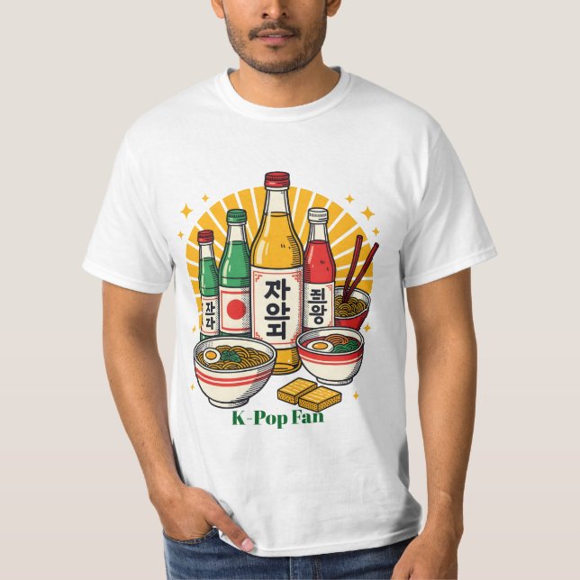 Camiseta Cultura Pop Coreana Estampado en Pecho (Anverso)