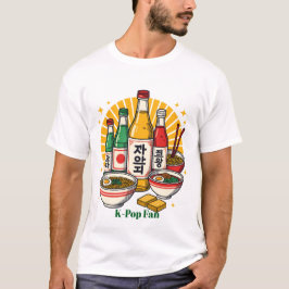 Camiseta Cultura Pop Coreana Estampado en Pecho
