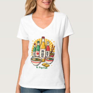 Camiseta Cultura Pop Coreana Estampado en Pecho