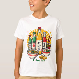 Camiseta Cultura Pop Coreana Estampado en Pecho