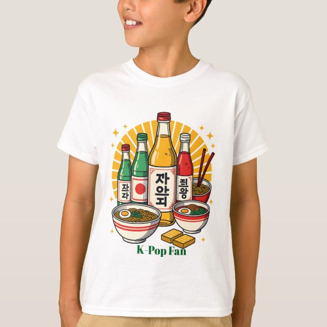 Camiseta Cultura Pop Coreana Estampado en Pecho (Anverso)