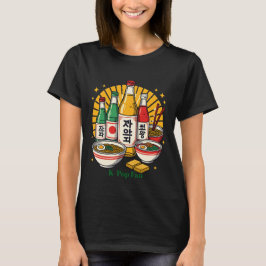 Camiseta Cultura Pop Coreana Estampado en Pecho